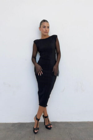 שמלת ג'וג'ו שחורה שרוולים ארוכים אורך מידי