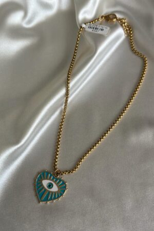 שרשרת מוזהבת תליון לב עין