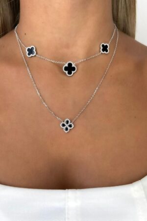 שרשרת פרחים כסופה תליונים גדולים