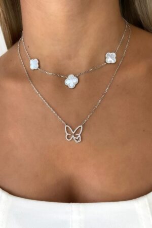 שרשרת פרחים כסופה תליונים גדולים