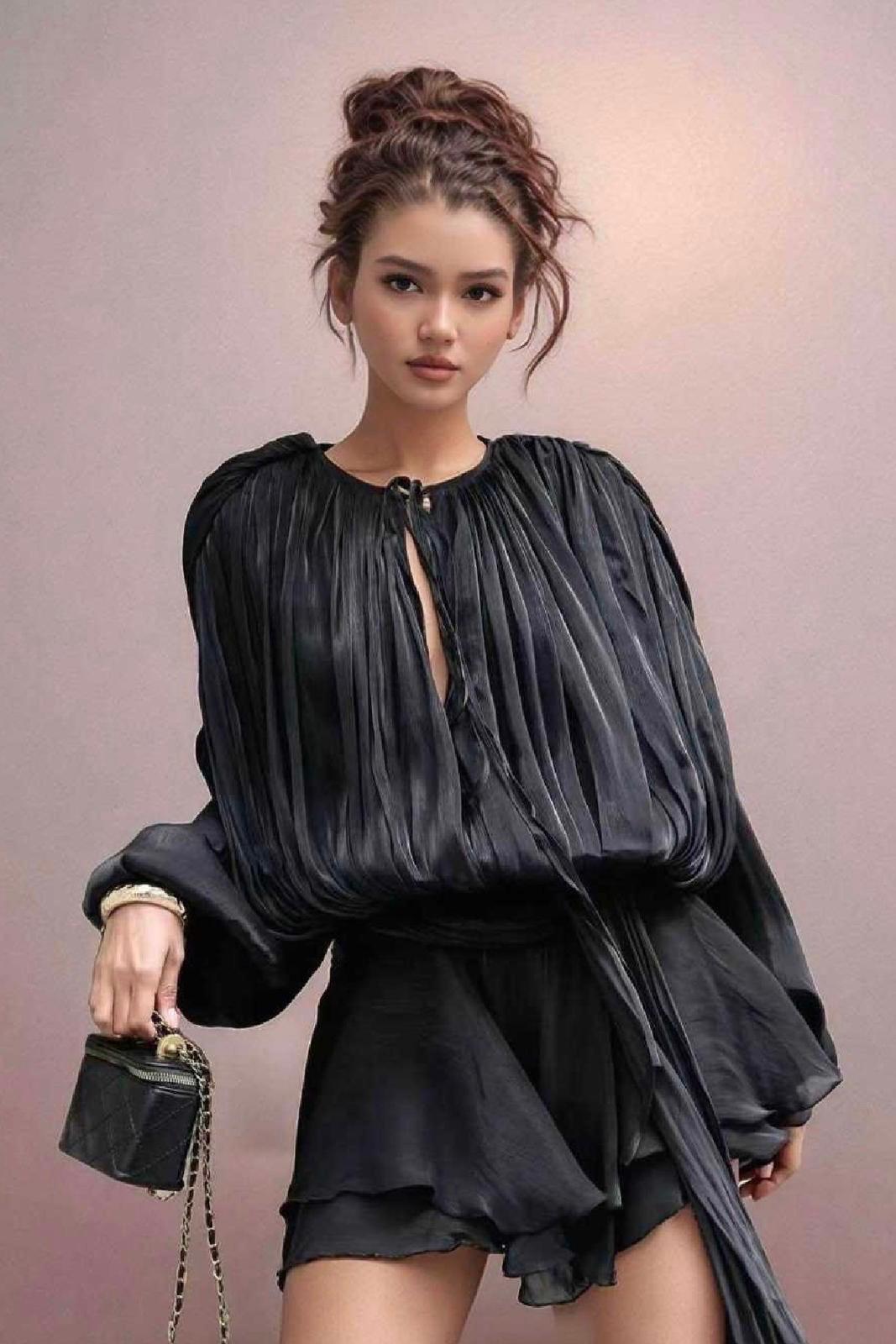 שמלת ערב גזרת מיני חצאית מלמלה – תמונה 4