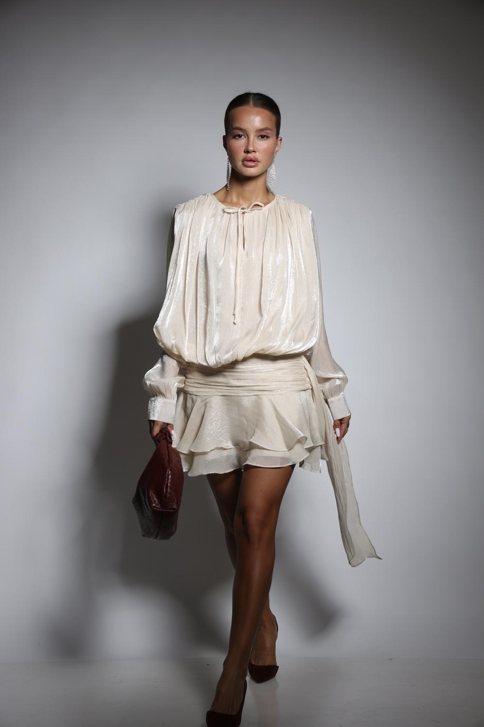 שמלת ערב גזרת מיני חצאית מלמלה