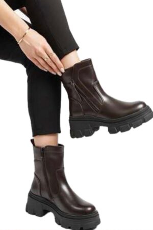 מגפוני פלטפורמה דמוי עור בעיצוב איטלקי לנשים MS2166