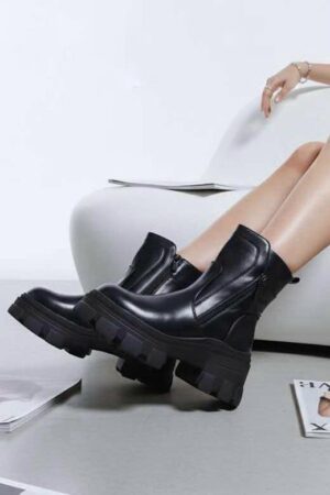 מגפוני פלטפורמה דמוי עור בעיצוב איטלקי לנשים MS2166