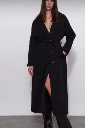 טרנץ ארוך עם חגורה לקשירה