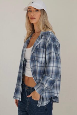 ANTIGO חולצה מכופתרת משבצות INDIGO