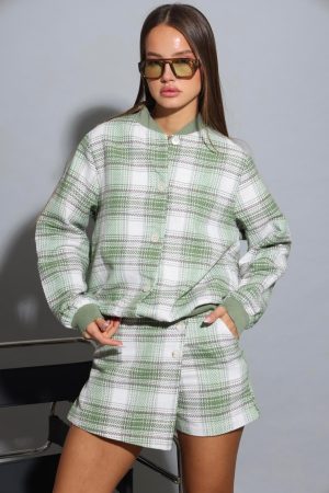 VERTIGO גקט נורית פרינט משבצות