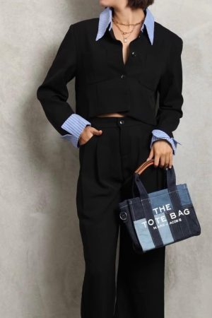 VERTIGO גקט קרופ משבצות צווארון