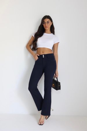 SEXSO JEANS גינס חגורה עבה כפתורים כפולים 3015/38