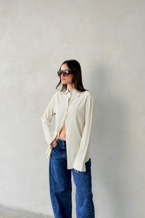 JOYAME מכופתרת גלי פרינט משבצות