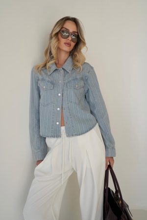 ANTIGO מכופתרת ג'ינס פסים NORA