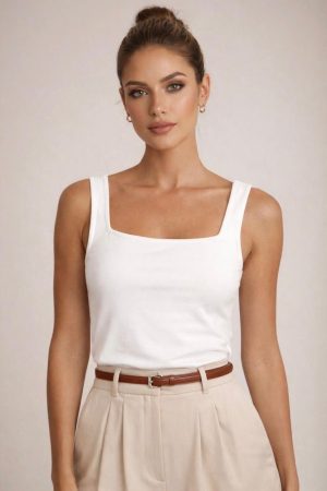 ALMHA גופייה מחשוף מרובע