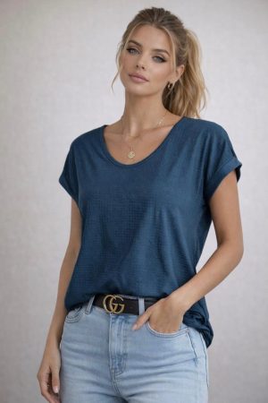 ALMHA חולצה שרוול מנג'ט טקסטורה