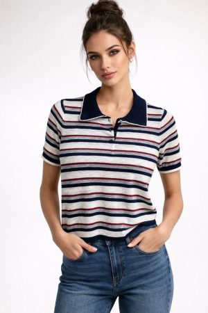 ALMHA סריג צווארון פסים