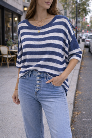 GLORY חולצת סריג פסים