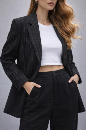 GLORY גקט פשתן פסים