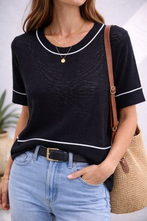 GLORY חולצת סריג פסים